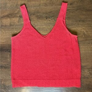 Madewell Coral V-Neck Knit Tank Top